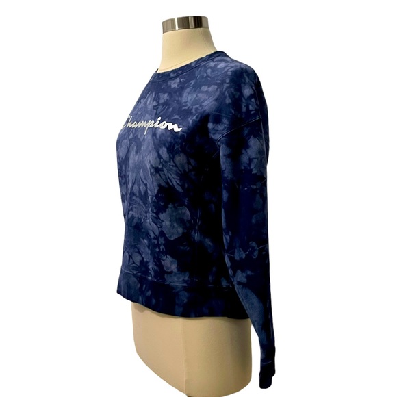 Champion Unisex Crewneck Sweater Tie-Dye Blue in Color Size Small - Picture 2 of 6